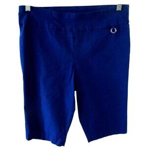 Rafaella Women's Blue Mid Rise Stretch Pull On Bermuda Shorts Size 12